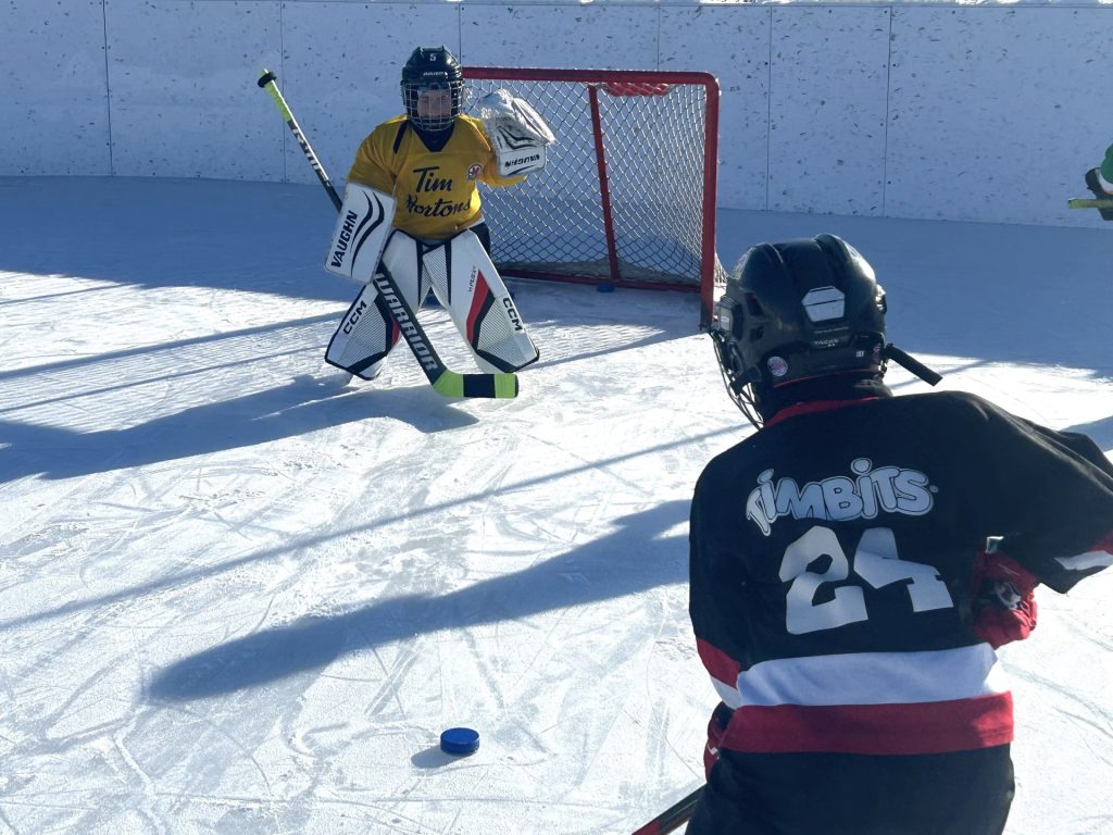 Un hockey s'approche du gardien