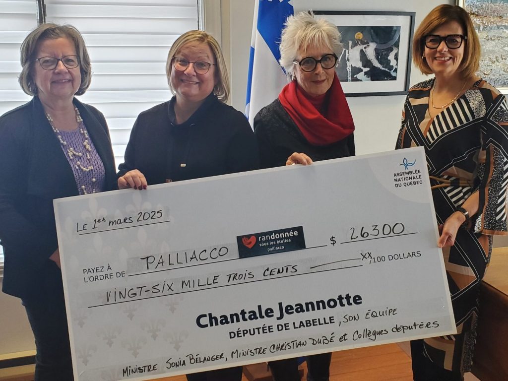 Chantale Jeannotte, députée de Labelle et ambassadrice de la Randonnée sous les étoiles du Domaine Saint-Bernard de Mont-Tremblant pour une seconde année, a récolté 26 300$ avec les contributions de ses collègues ministres et députés.
(Photo gracieuseté – AMC Photographie)
