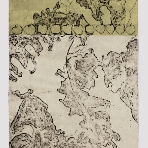 Cœur de pomme, intaglio et chine collé de Claudette Domingue. Photo gracieuseté