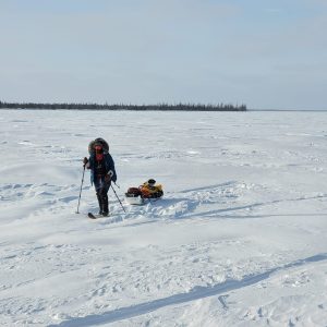 Jour 2, 8 février, Kathleen sur le lac Attikamagen près de Schefferville Photo gracieuseté